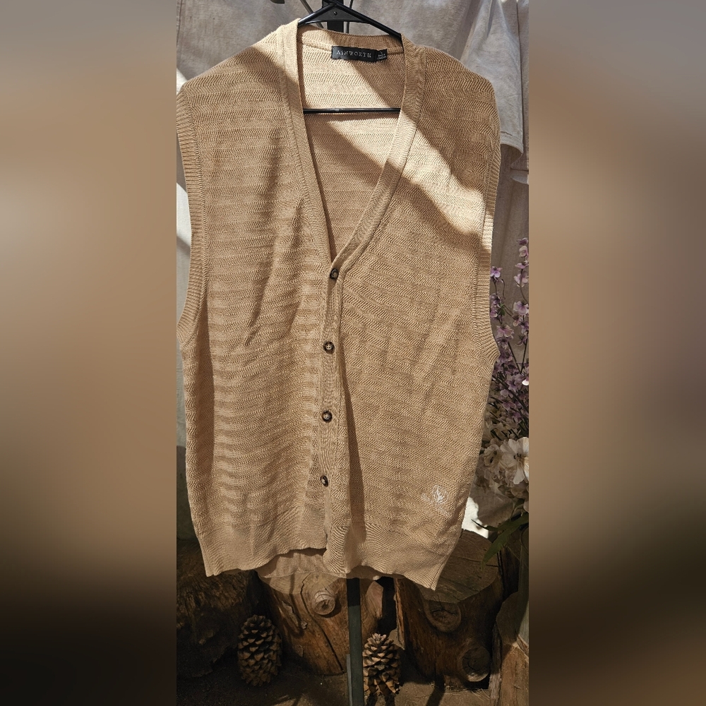 Ashworth Tan Button-Up Men's Vest